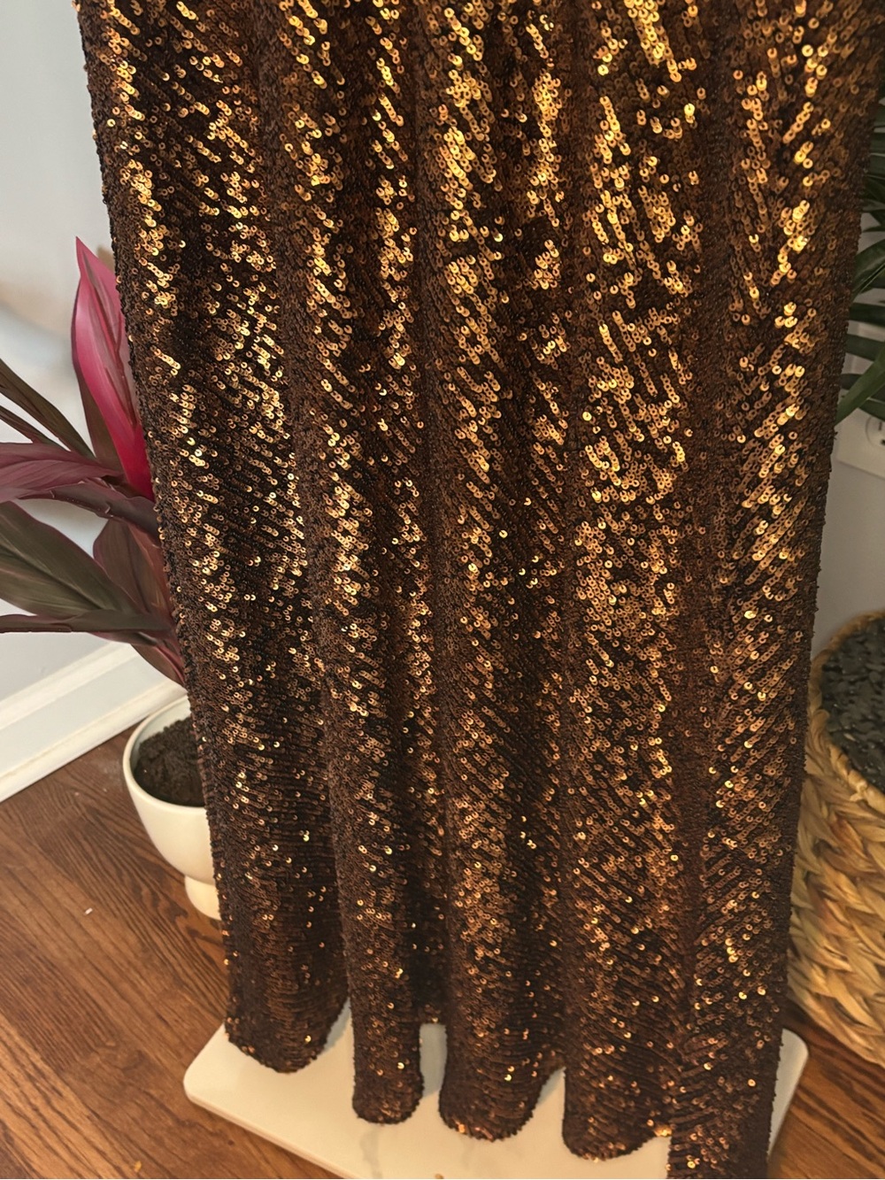 Johnny Was Bronze Sequin Maxi Dress - Picture 7 of 16